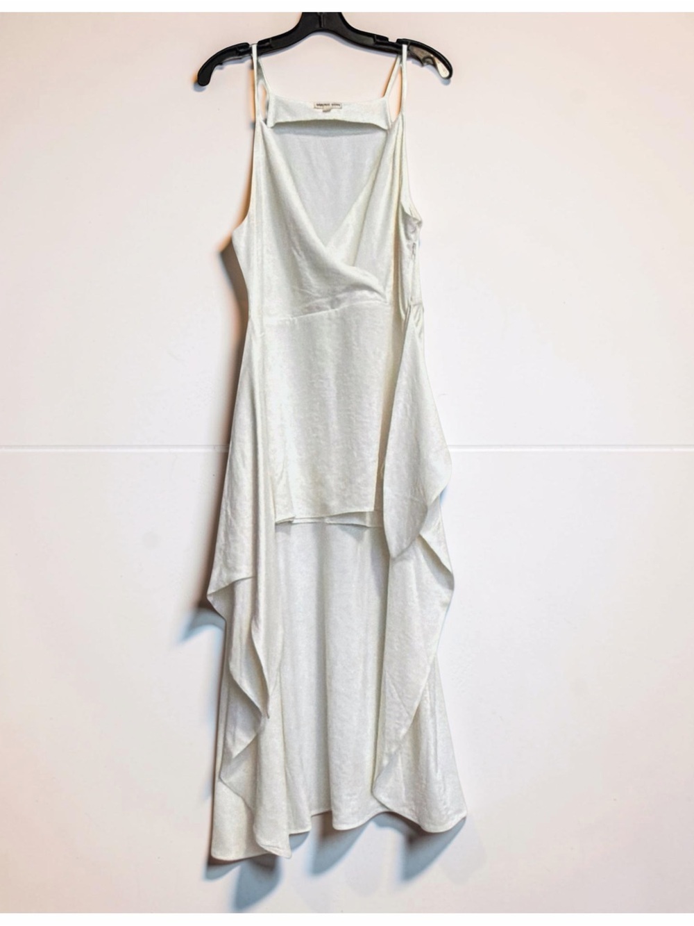 Malibu Bum Ivory/White Draped Maxi Dress | Asymmetrical Layered Resort | Large